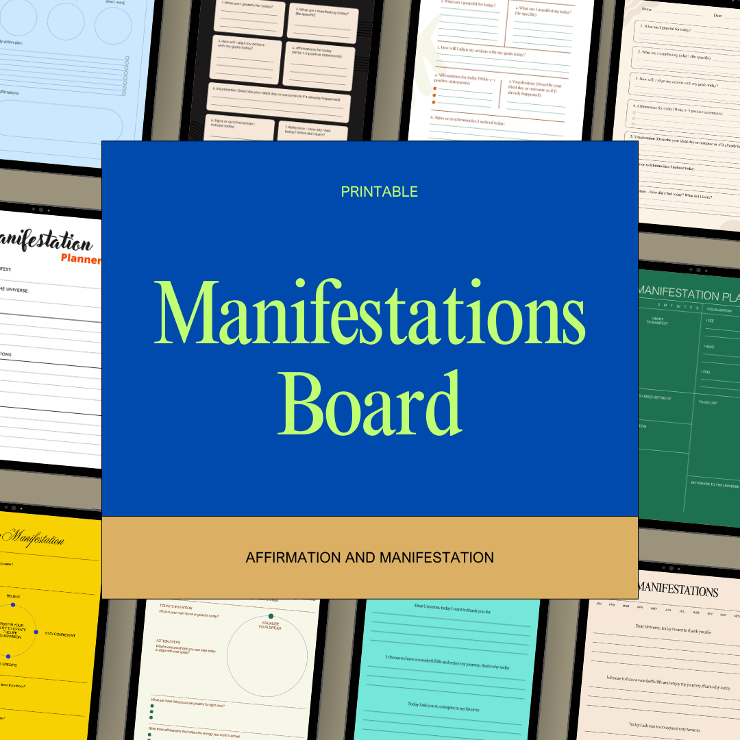 Manifestation Board PDF PNG | Vision Board & Law of Attraction Planner | Goal Visualization & Mindset Tool | Instant Download