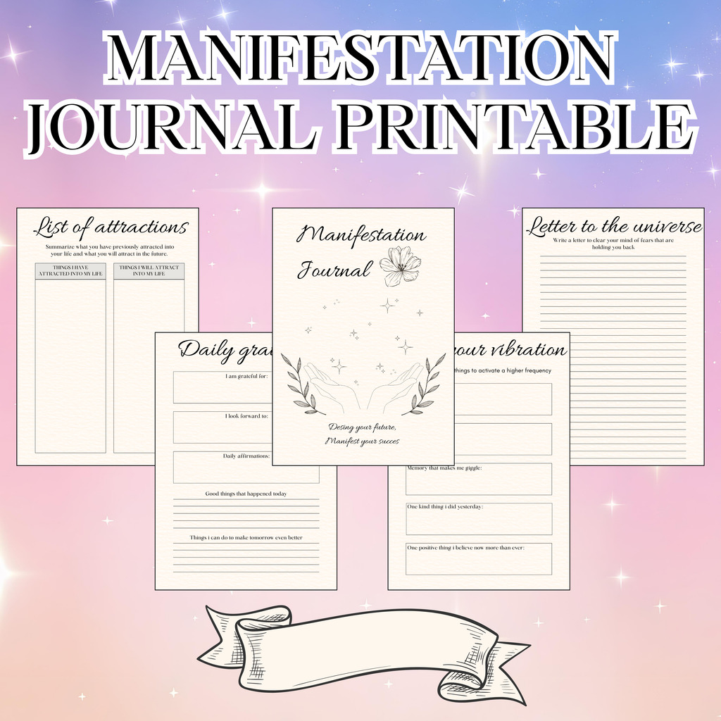 Manifestation Journal Printable PDF PNG | Law of Attraction & Mindset Journal | Affirmations, Gratitude & Goal Pages | Instant Download