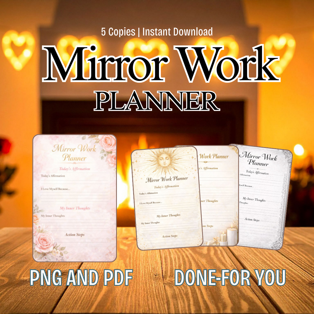 Mirror Work Planner PDF PNG | Self-Love & Affirmation Planner | Healing, Confidence & Inner Growth Tool | Instant Download