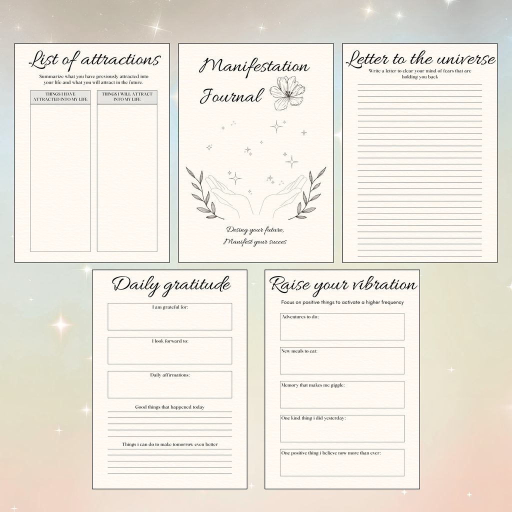 Manifestation Journal Printable PDF PNG | Law of Attraction & Mindset Journal | Affirmations, Gratitude & Goal Pages | Instant Download