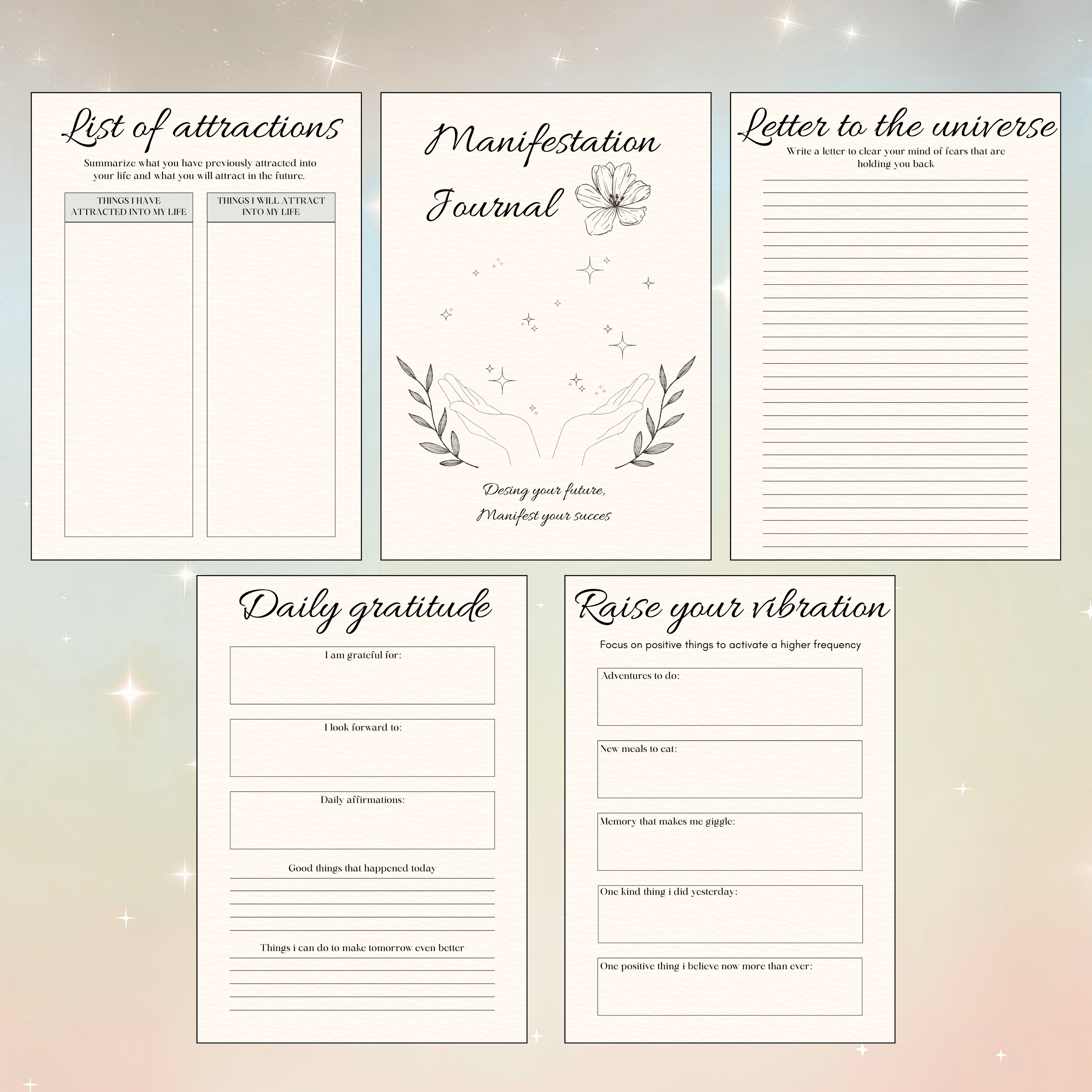 Manifestation Journal Printable PDF PNG | Law of Attraction & Mindset Journal | Affirmations, Gratitude & Goal Pages | Instant Download