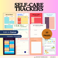 Self-Care Trackers PDF PNG | Daily Wellness Habits Checklist Template | Holistic Health Digital Journal Logs | Personal Growth Self Care Log