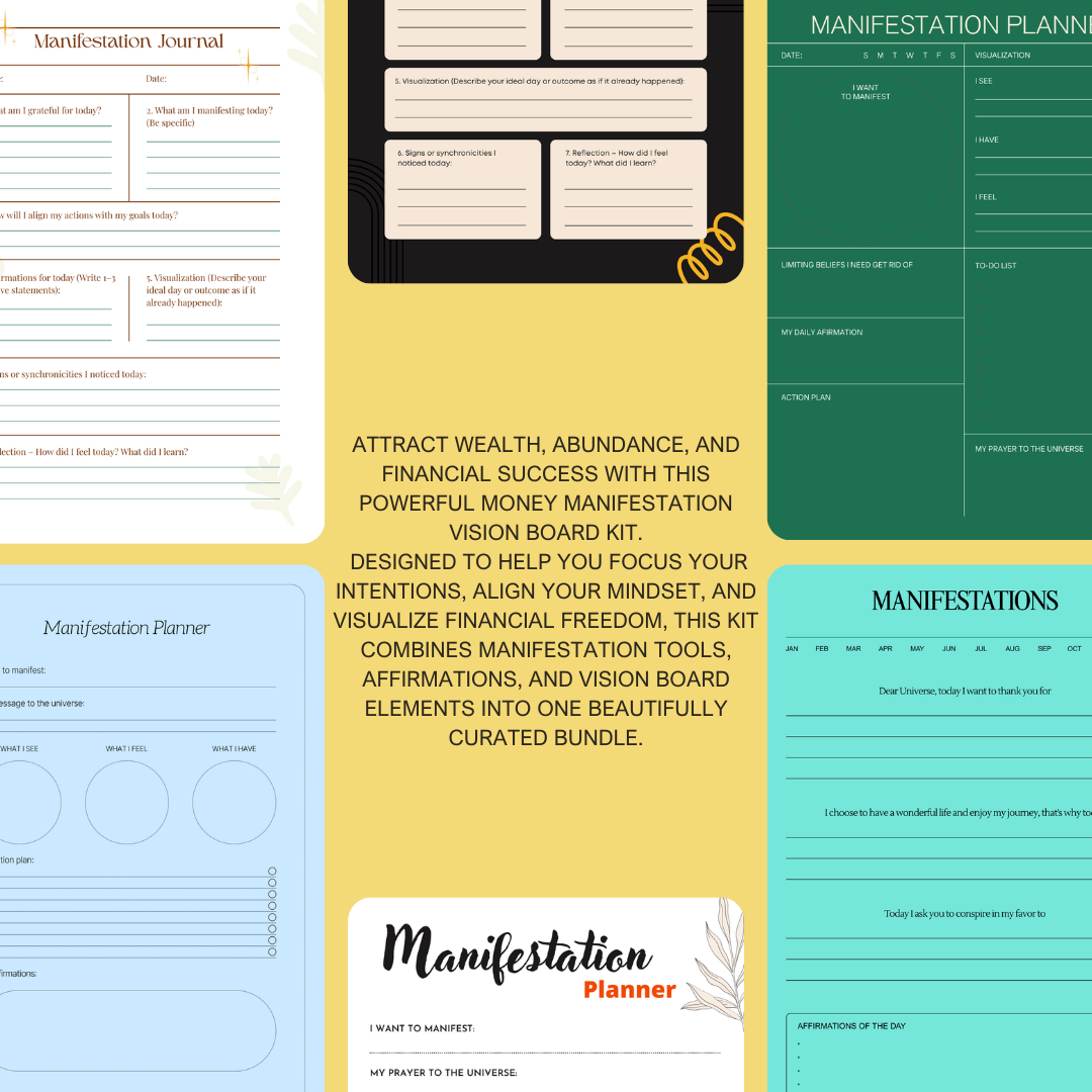 Manifestation Board PDF PNG | Vision Board & Law of Attraction Planner | Goal Visualization & Mindset Tool | Instant Download