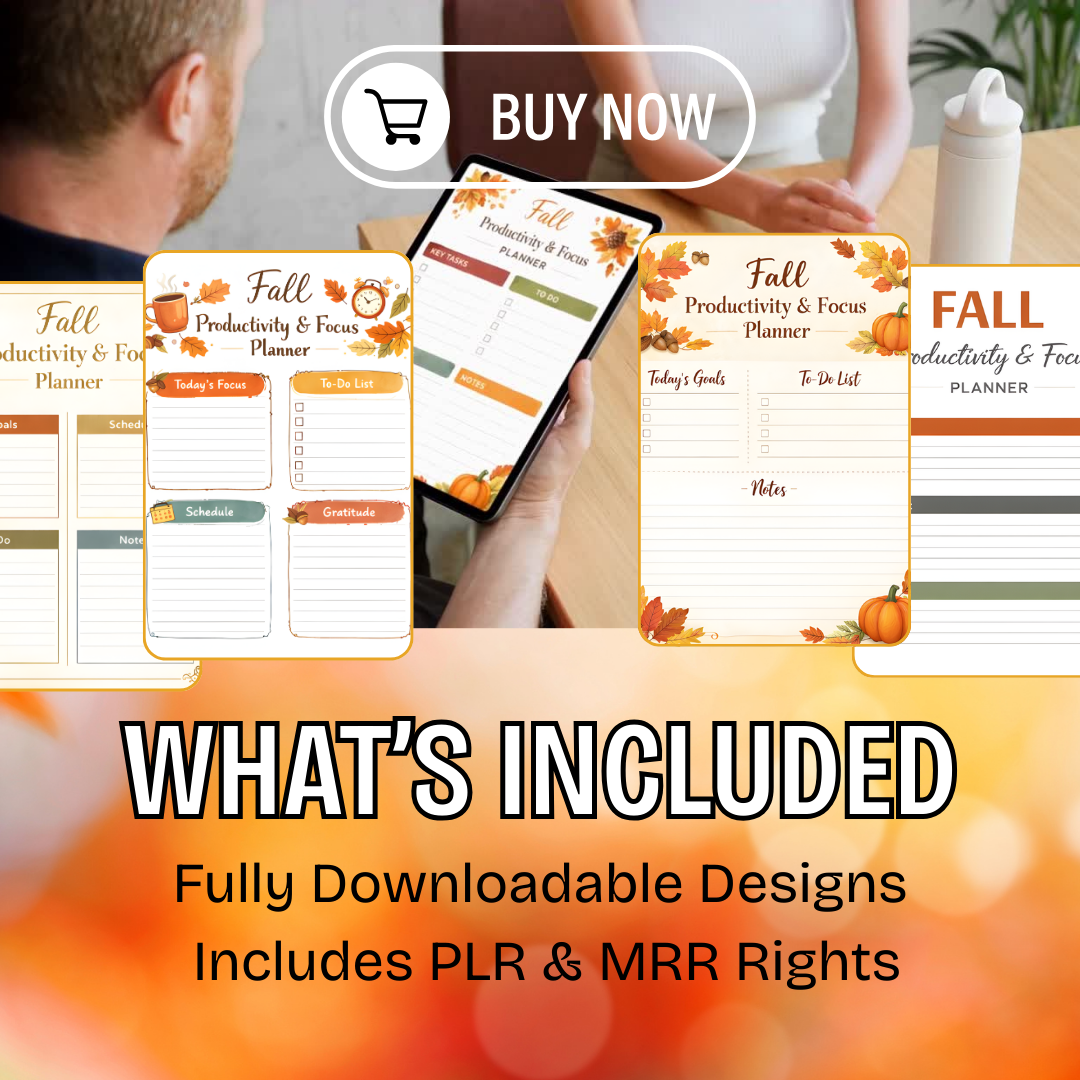 Fall Productivity and Focus Planner Printable | Autumn Goal Setting Organizer | Seasonal Focus Planner | PDF PNG Instant Download