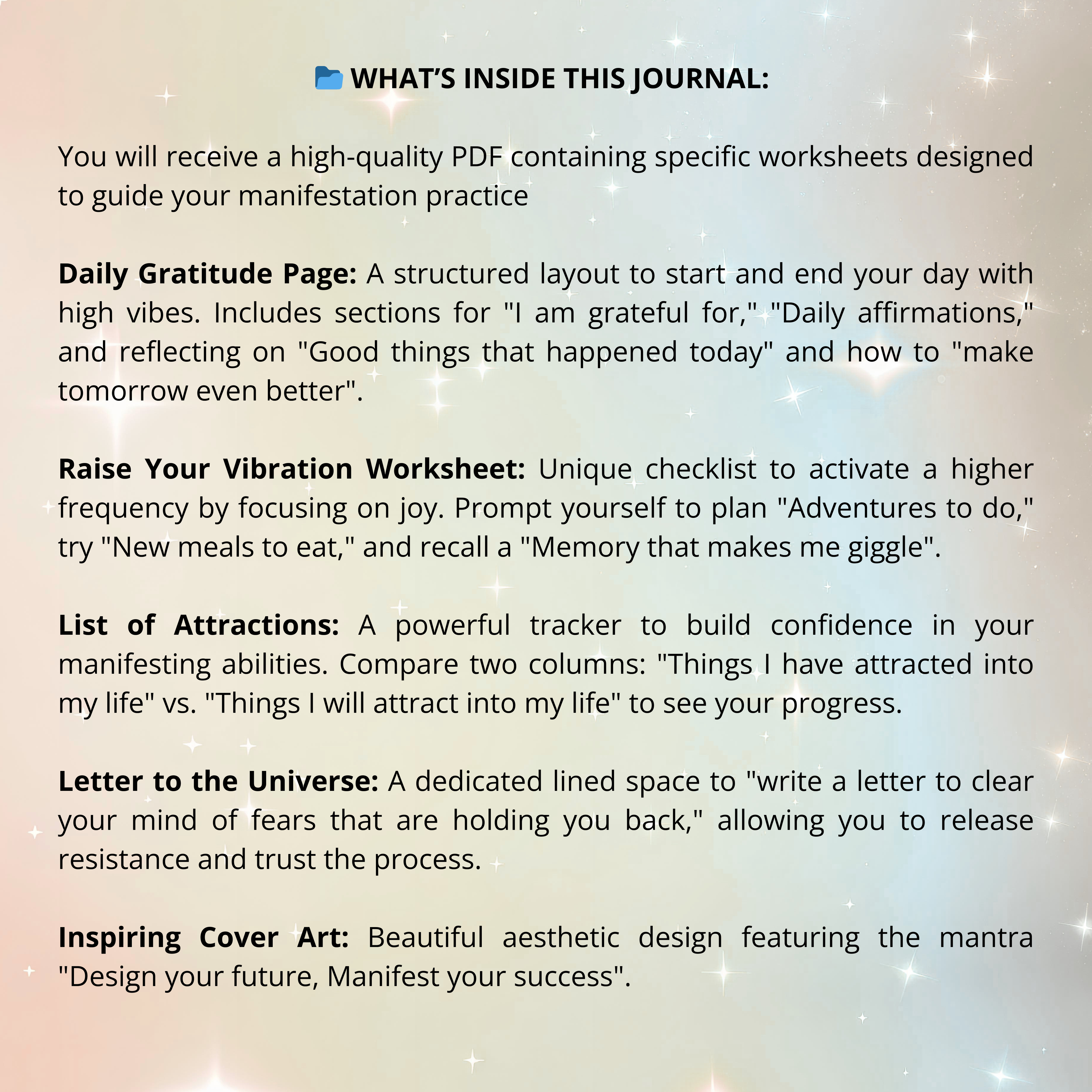 Manifestation Journal Printable PDF PNG | Law of Attraction & Mindset Journal | Affirmations, Gratitude & Goal Pages | Instant Download