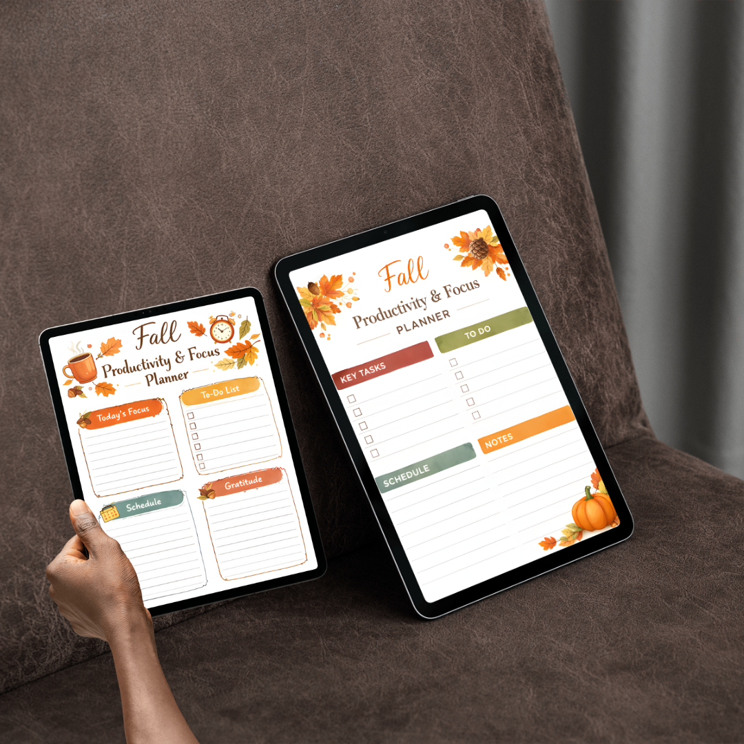Fall Productivity and Focus Planner Printable | Autumn Goal Setting Organizer | Seasonal Focus Planner | PDF PNG Instant Download