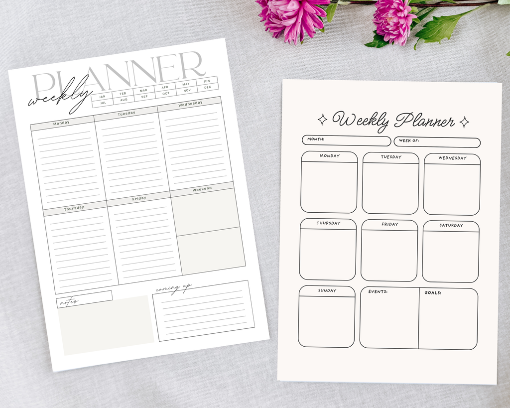 5 Printable Weekly Planner PDF PNG | Minimal Weekly Planning Pages | Productivity & Time Management Planner | Instant Download