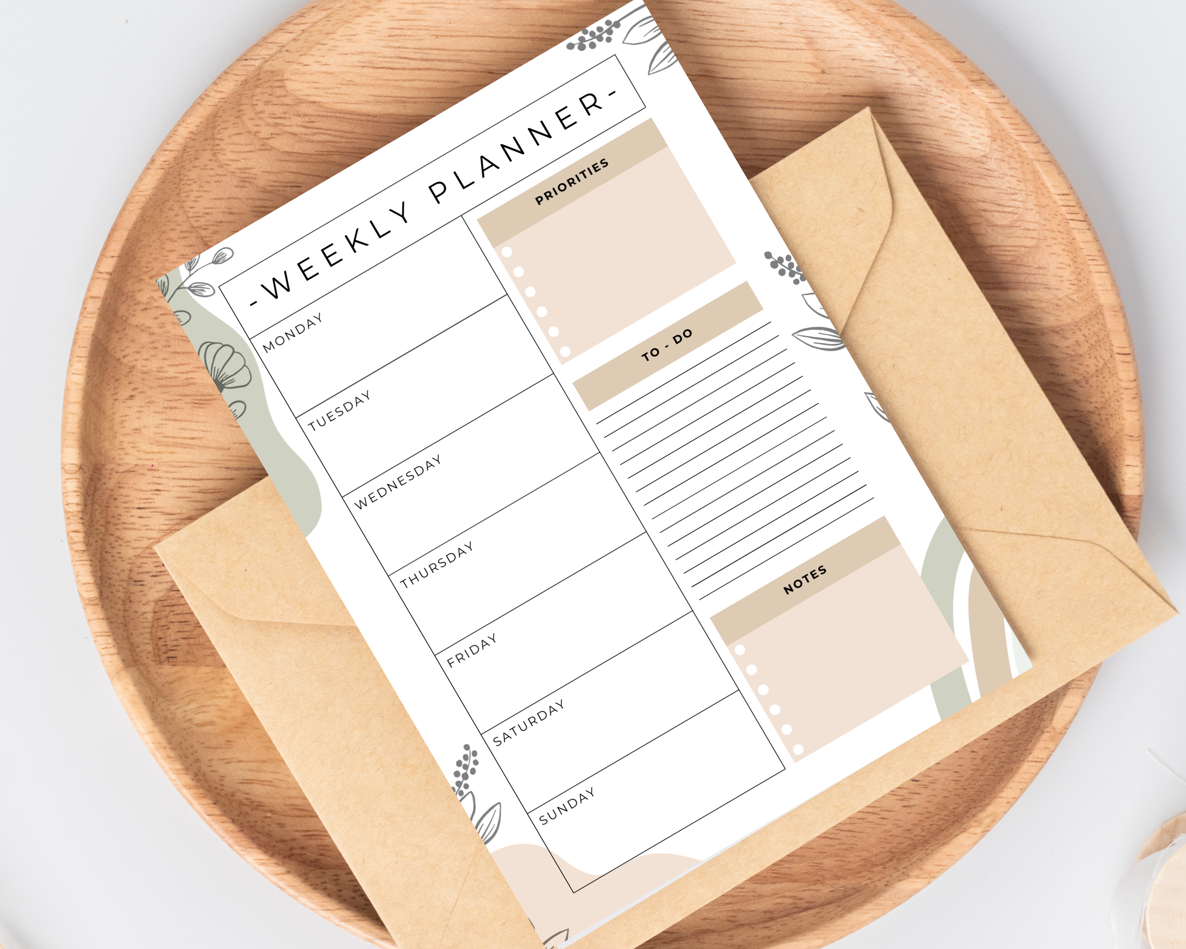 5 Printable Weekly Planner PDF PNG | Minimal Weekly Planning Pages | Productivity & Time Management Planner | Instant Download