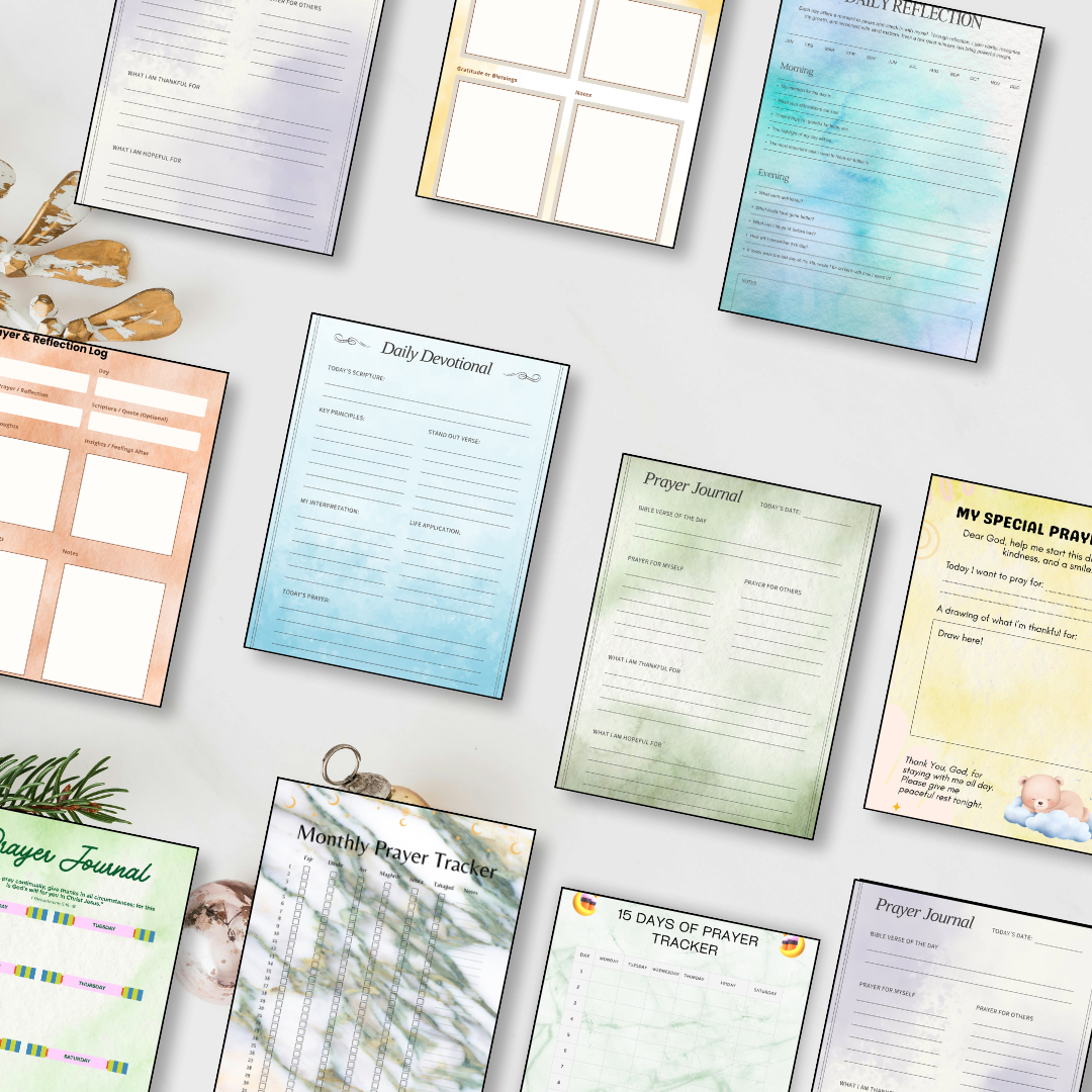 Devotional Journal PDF PNG | Daily Spiritual Prayer Reflection Notebook | Scripture Study Meditation Log | Faith Based Digital Journal Art