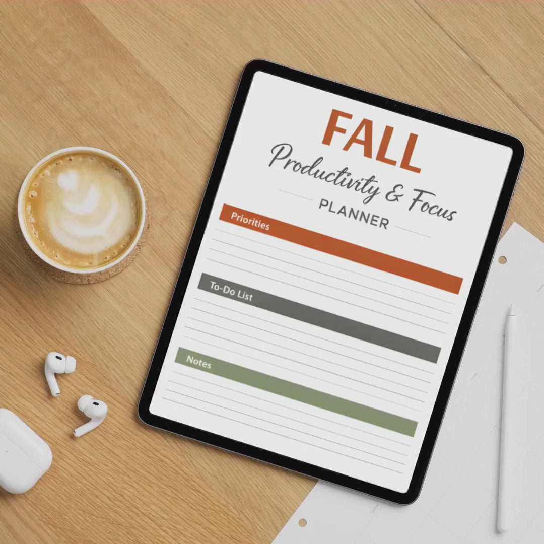 Fall Productivity and Focus Planner Printable | Autumn Goal Setting Organizer | Seasonal Focus Planner | PDF PNG Instant Download