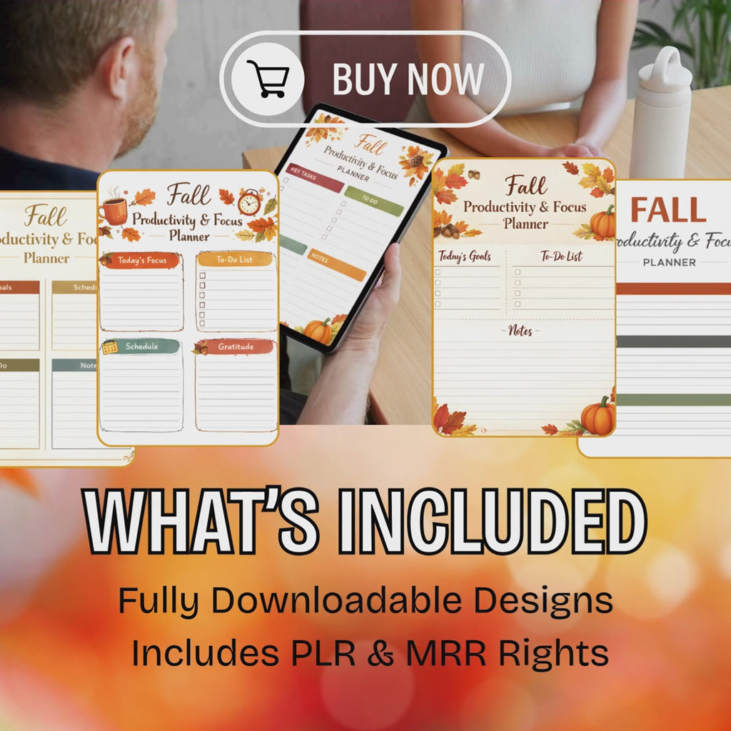 Fall Productivity and Focus Planner Printable | Autumn Goal Setting Organizer | Seasonal Focus Planner | PDF PNG Instant Download